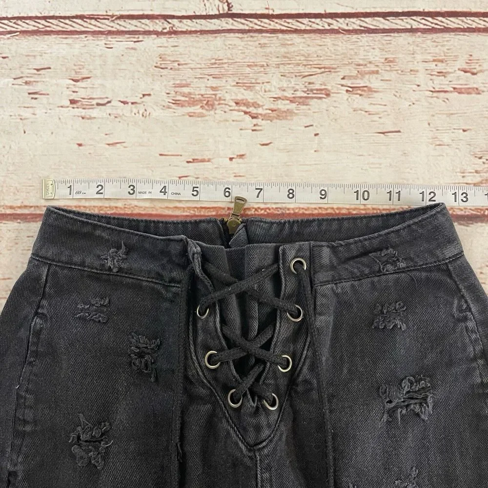 Hayden Los Angeles Jean Denim Skirt Size Small Women's Distress Black‎